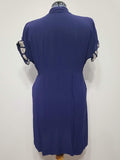 Dark Blue Rayon Dress with Abstract Print Trim <br> (B-42" W-35" H-42")