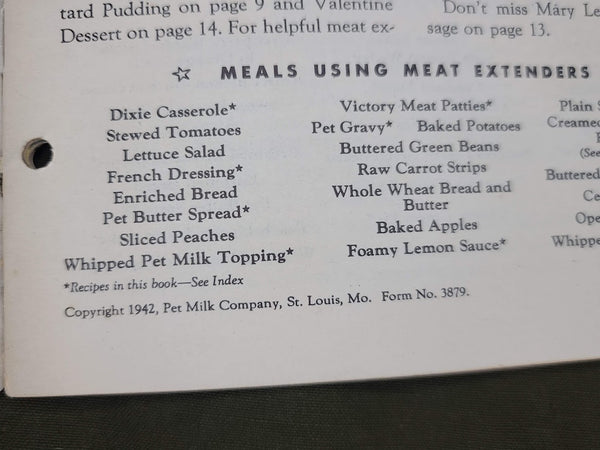 Wartime Meals Recipe Book 1942