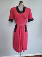 Pink Dress with Black Sequin Trim <br> (B-35" W-27" H-37")