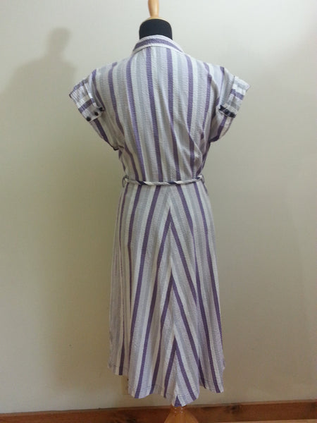 Purple & White Striped Dress <br> (B-43" W-32" H-41")