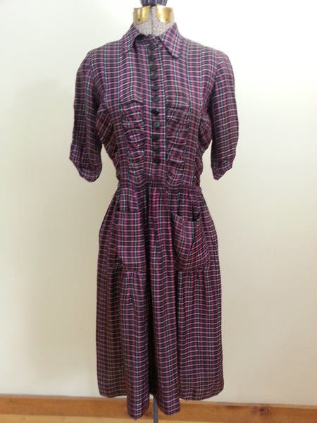 Vintage 1940s Plaid German Dress