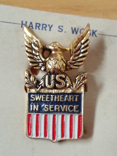 WWII Sweetheart in Service Sterling Pin Made by Coro - New Old Stock