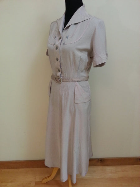 Gray Striped Dress <br> (B-42" W-31" H-38")