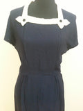 Dark Blue Dress w/ White Trim <br> (B-38" W-29" H-36")