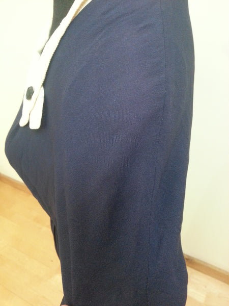 Dark Blue Dress w/ White Trim <br> (B-38" W-29" H-36")