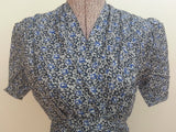 German Blue Print Dress <br> (B-38" W-29" H-40")