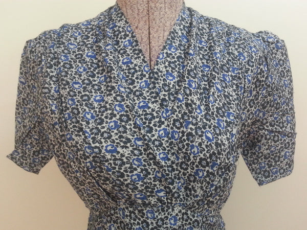 German Blue Print Dress <br> (B-38" W-29" H-40")