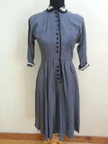 Vintage 1940s Gray/Blue Button Down Dress