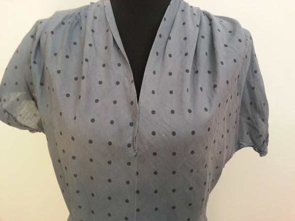 Slate Blue Polka Dot Dress <br> (B-44" W-35" H-46")