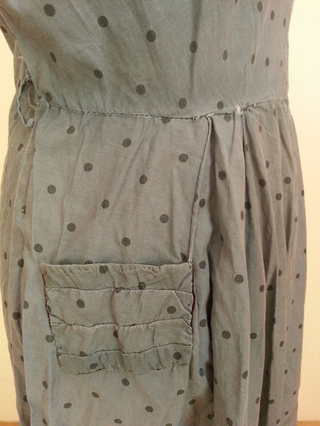 Slate Blue Polka Dot Dress <br> (B-44" W-35" H-46")