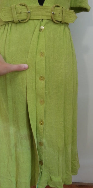 Green Dress with Belt <br> (B-34" W-24" H-32")