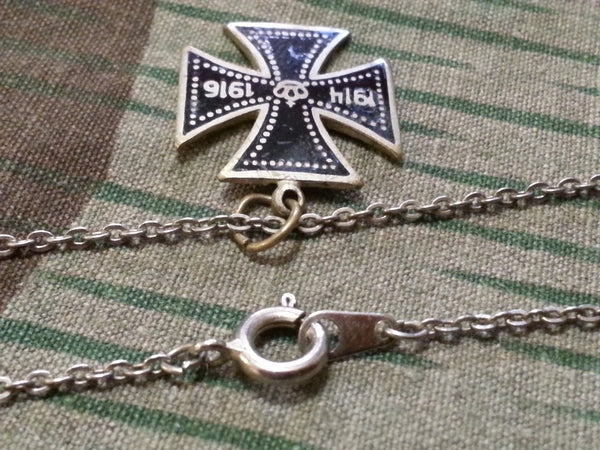 WWI Enamel Iron Cross Sweetheart Necklace