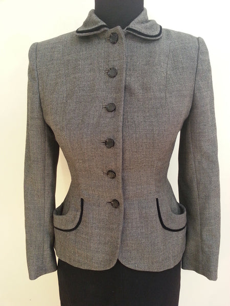 Gray and Black Skirt Suit <br> (B-34" W-26" H-35")