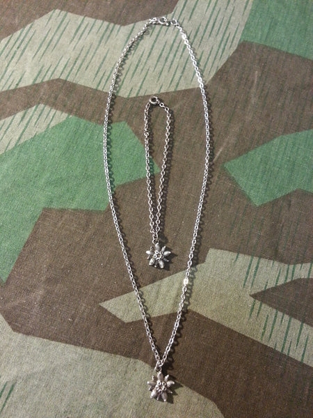 Silver Edelweiss Necklace and Bracelet Set