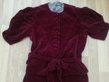 German Red Velvet Peplum Dress <br> (B-36" W-26"-28" H- 34 1/2")
