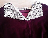 German Dark Red Velvet Dress with Lace Collar <br> (B-44" W-36" H-47")