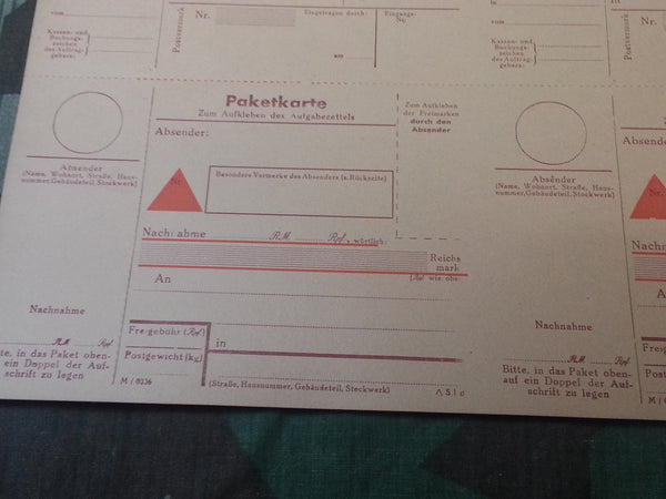 Original Shipping Labels & Money Orders Zahlkarte Paketkarte (Set of 4)