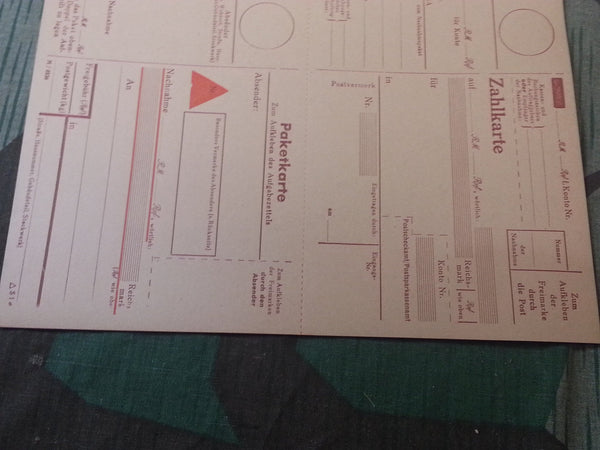 Original Shipping Labels & Money Orders Zahlkarte Paketkarte (Set of 4)
