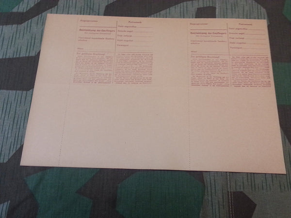 Original Shipping Labels & Money Orders Zahlkarte Paketkarte (Set of 4)