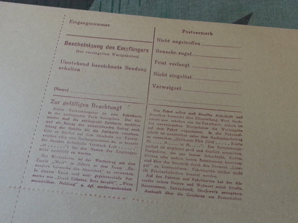 Original Shipping Labels & Money Orders Zahlkarte Paketkarte (Set of 4)
