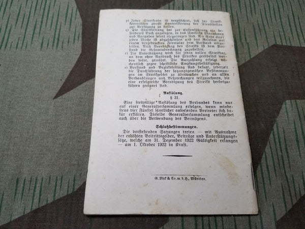 German Railroad Union Book 1922