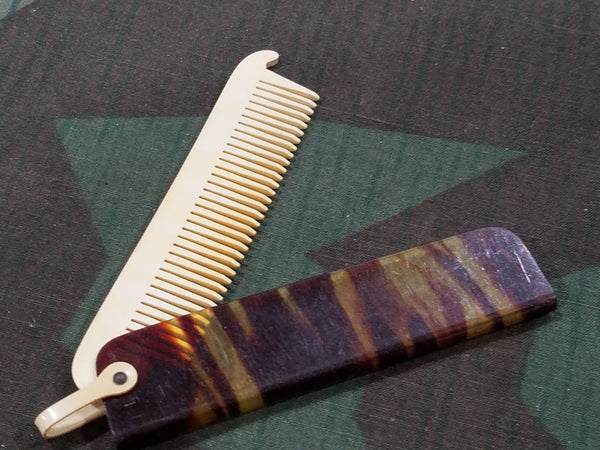 German Folding Pocket Comb Brown Celluloid