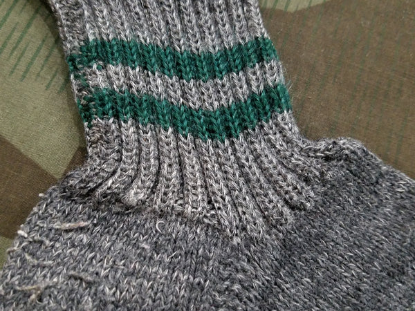 German? Gray Socks with Green Stripes