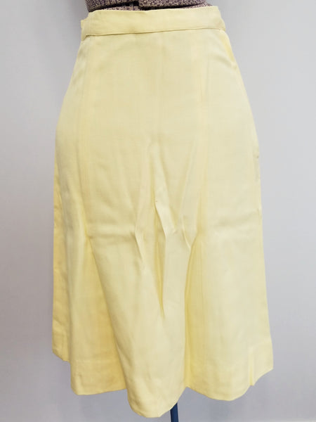 Yellow Skirt Suit with Brown Trim <br> (B-33" W-24" H-34")