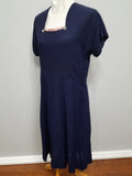 Navy Blue Dress Pink Trim at Collar <br> (B-41" W-35" H-41")