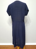 Navy Blue Dress Pink Trim at Collar <br> (B-41" W-35" H-41")