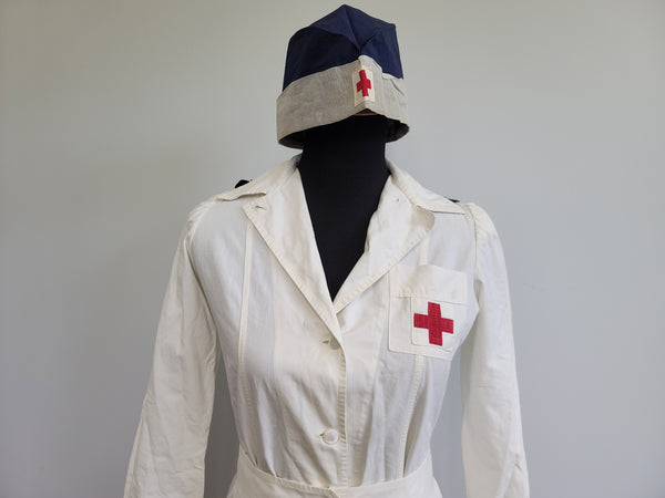 American Red Cross Production Corps Uniform Dress and Hat <br> (B-35" W-28" H-36.5")
