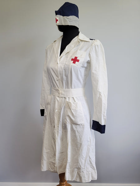 American Red Cross Production Corps Uniform Dress and Hat <br> (B-35" W-28" H-36.5")