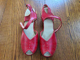 Red Peep-Toe Sandals (Size 6 1/2)