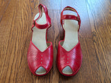 Red Peep-Toe Sandals (Size 6 1/2)