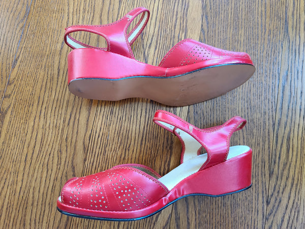 Red Peep-Toe Sandals (Size 6 1/2)