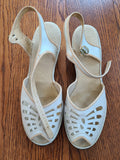 White Peep-Toe Sandals (Size 6 1/2 B)