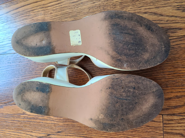 White Peep-Toe Sandals (Size 6 1/2 B)