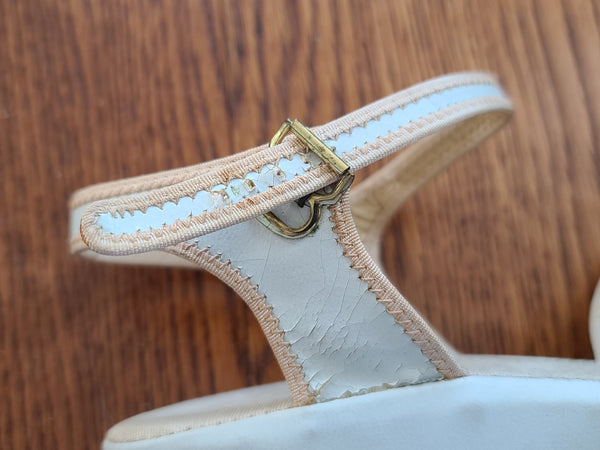 White Peep-Toe Sandals (Size 6 1/2 B)