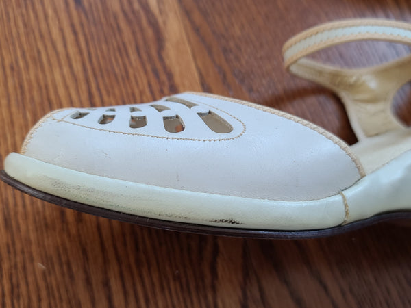 White Peep-Toe Sandals (Size 6 1/2 B)
