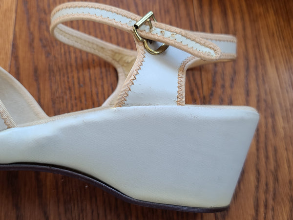 White Peep-Toe Sandals (Size 6 1/2 B)