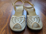 White Peep-Toe Sandals (Size 6 1/2 B)