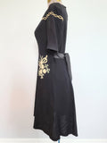 Black Dress with Flower Embroidery Buttons in Back <br> (B-36" W-28" H-39")