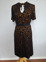 German Black and Orange Lace Dress <br> (B-37" W-35" H-37")