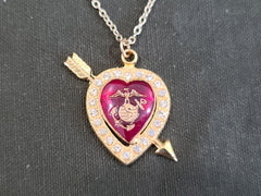 Marines Rhinestone Heart Necklace