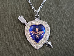 Air Corps Rhinestone Heart Necklace