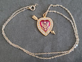 Army Rhinestone Heart Necklace