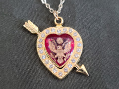 Army Rhinestone Heart Necklace