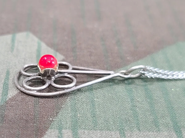 German Red Wire Flower Design Necklace