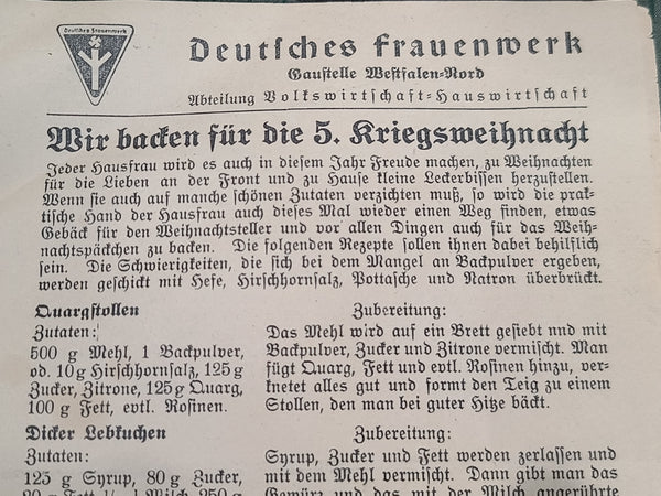 Deutsches Frauenwerk Christmas Recipes Leaflet