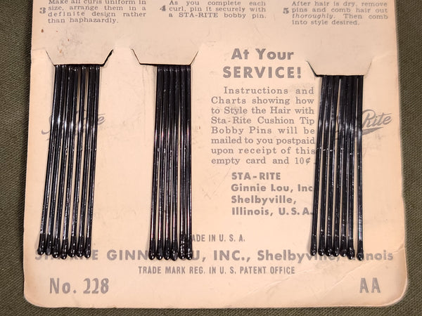 Sta-Rite Bobby Pins on Card PW
